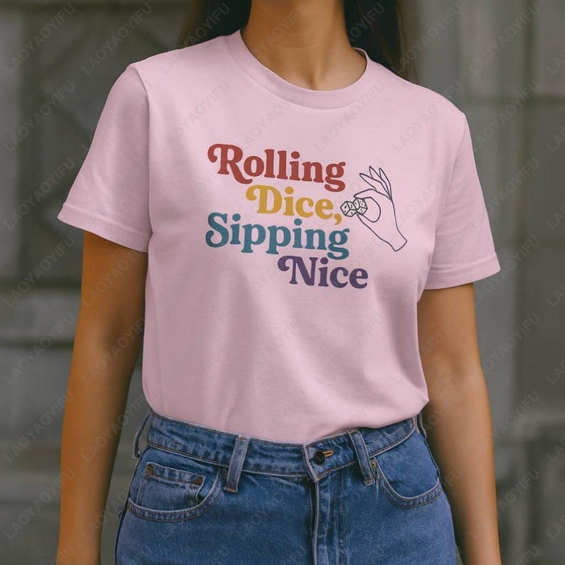 Party Games Simple - Bunco Cotton TShirt Rolling Dice Sipping
