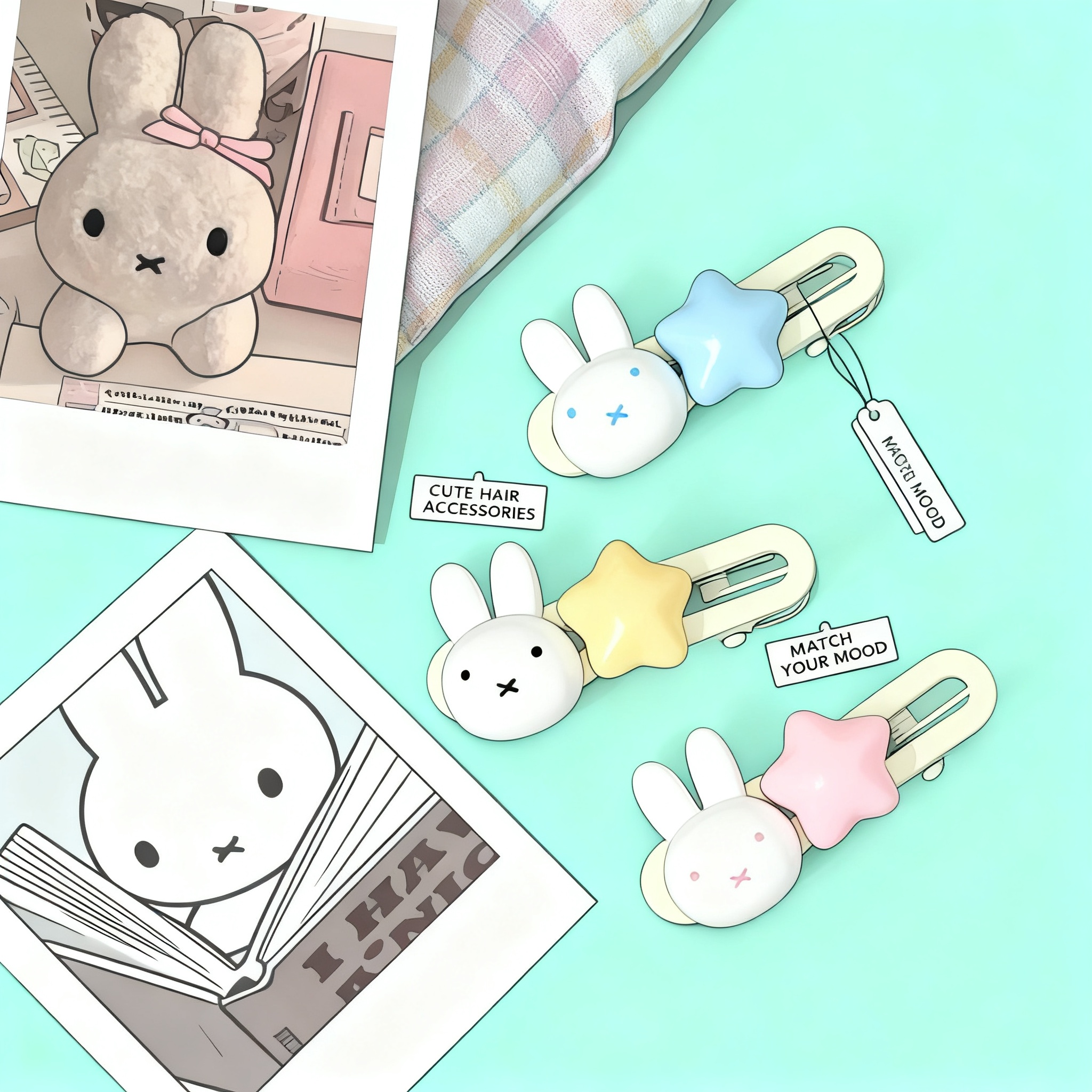 Miffy Star Hair Clip Kawaii Du - Party Games Questions のレビューと価格
