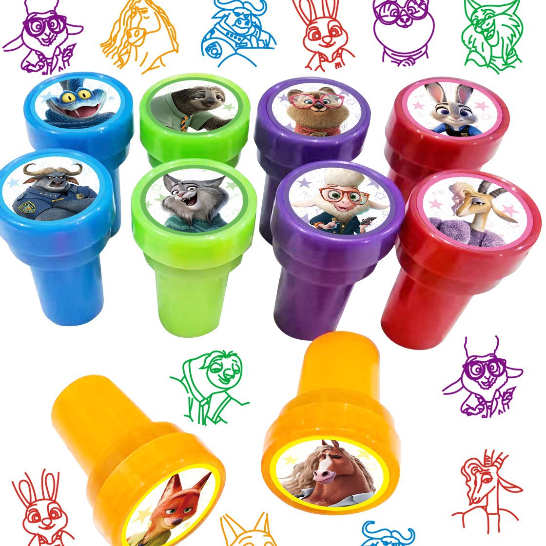 10Pcs Zootopia Kids Stamp Cart - Zootopia Party Games のレビューと価格