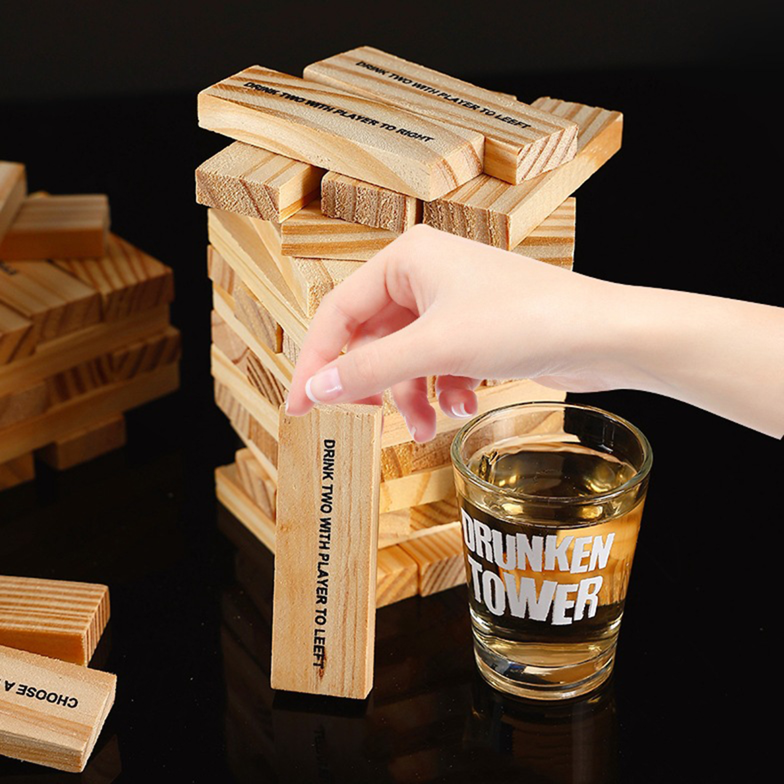 Wooden Stacking Drinking Game  - Party Games Adults Drinking のレビューと価格