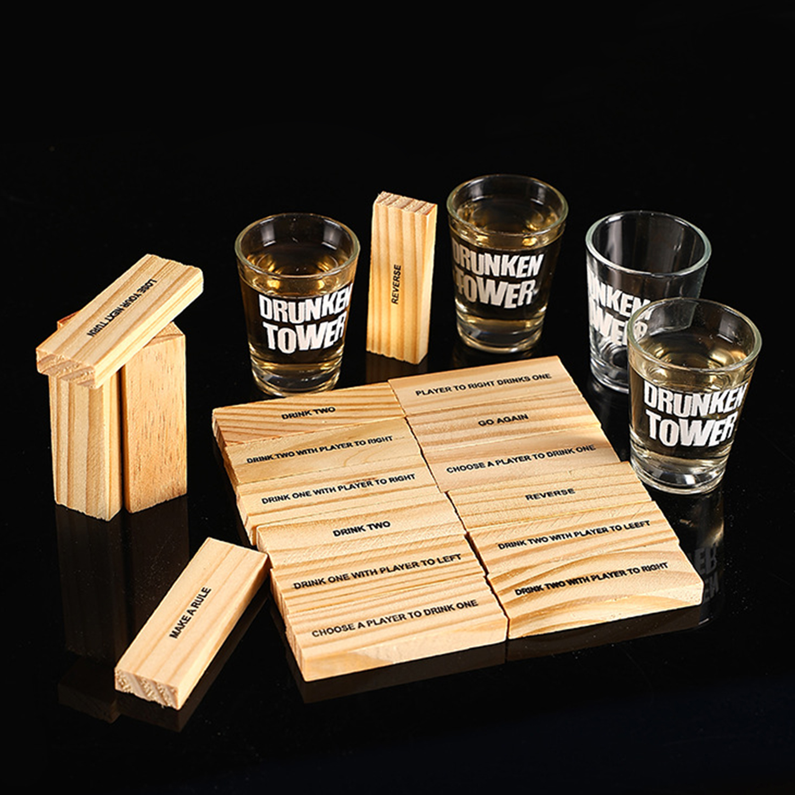 Wooden Stacking Drinking Game  - Party Games Adults Drinking のレビューと価格