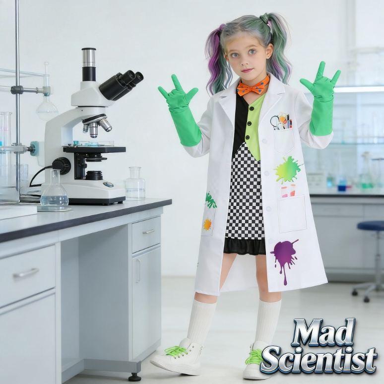 Kids Mad Scientist Costume Gir - Party Games Lab のレビューと価格